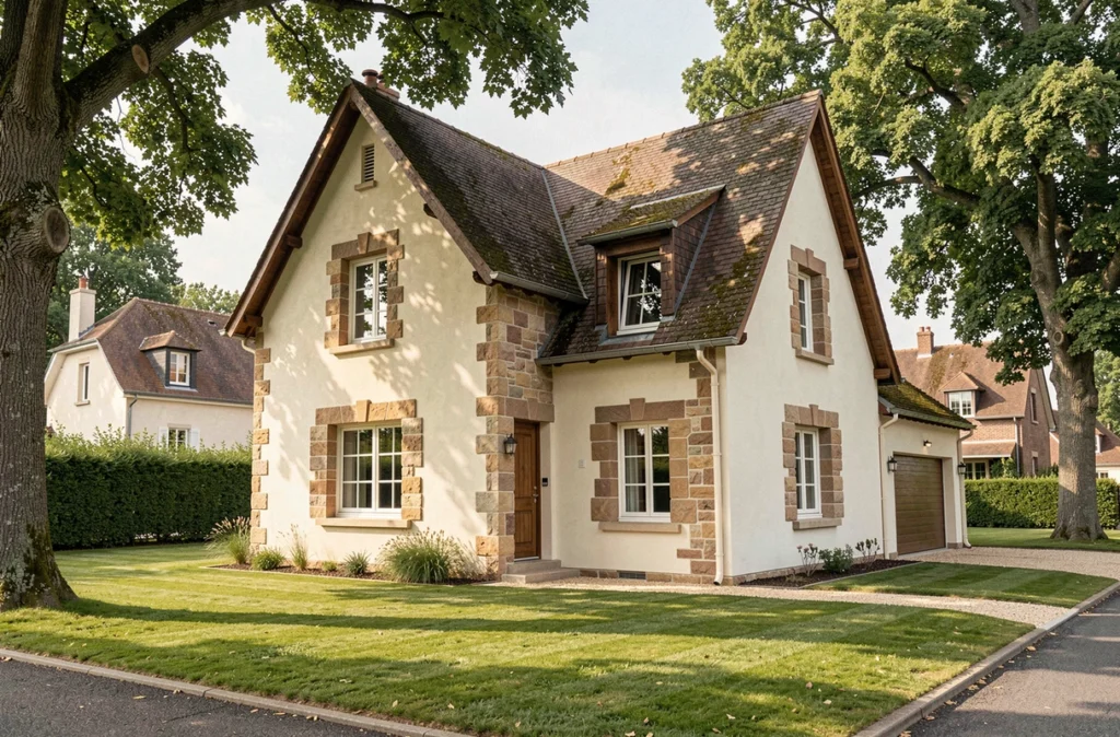 Maison individuelle construite par Construction Horizontale du Groupe IGC en Gironde, style aquitain avec détails en pierre et toiture haute