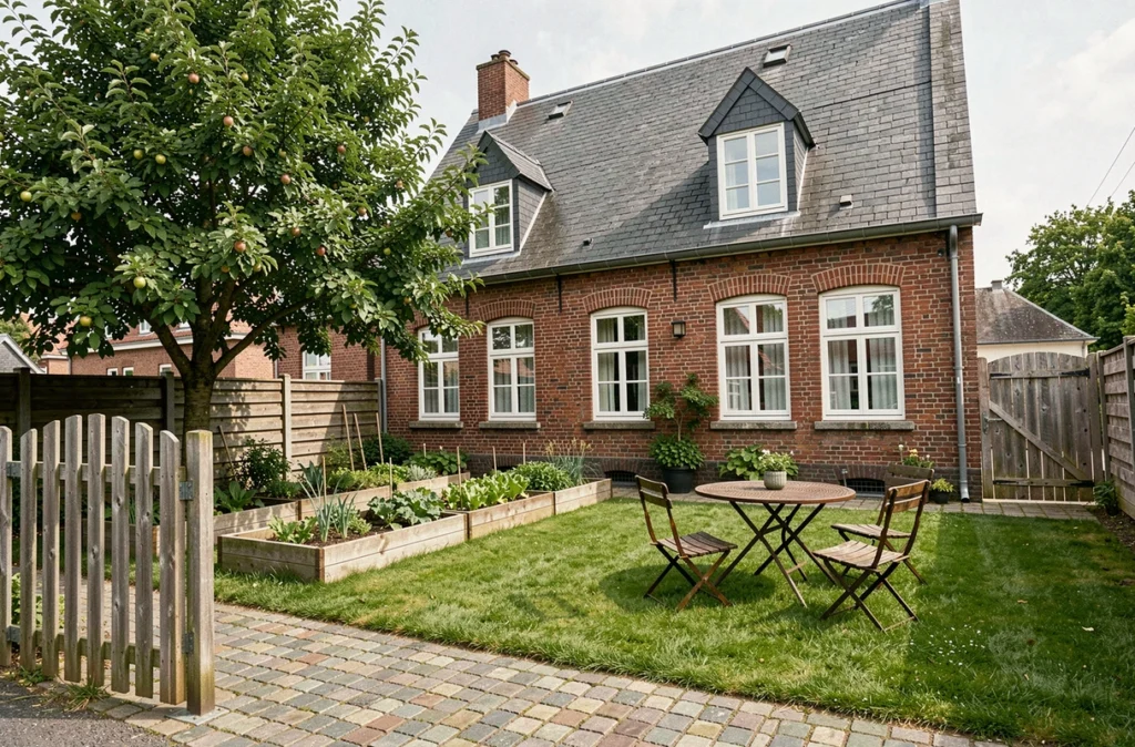 Maison à louer avec grand jardin dans une petite ville du Nord loin des centres urbains
