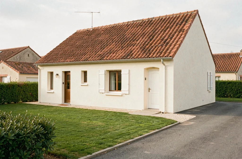 Maison individuelle de style traditionnel bordelais construite par Maisons MCA, toiture en tuiles et façade enduite hors de Bordeaux