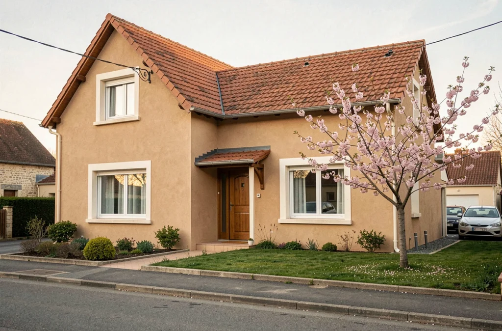 Maison individuelle traditionnelle avec toiture en tuiles et entrée couverte construite par Maisons SIC