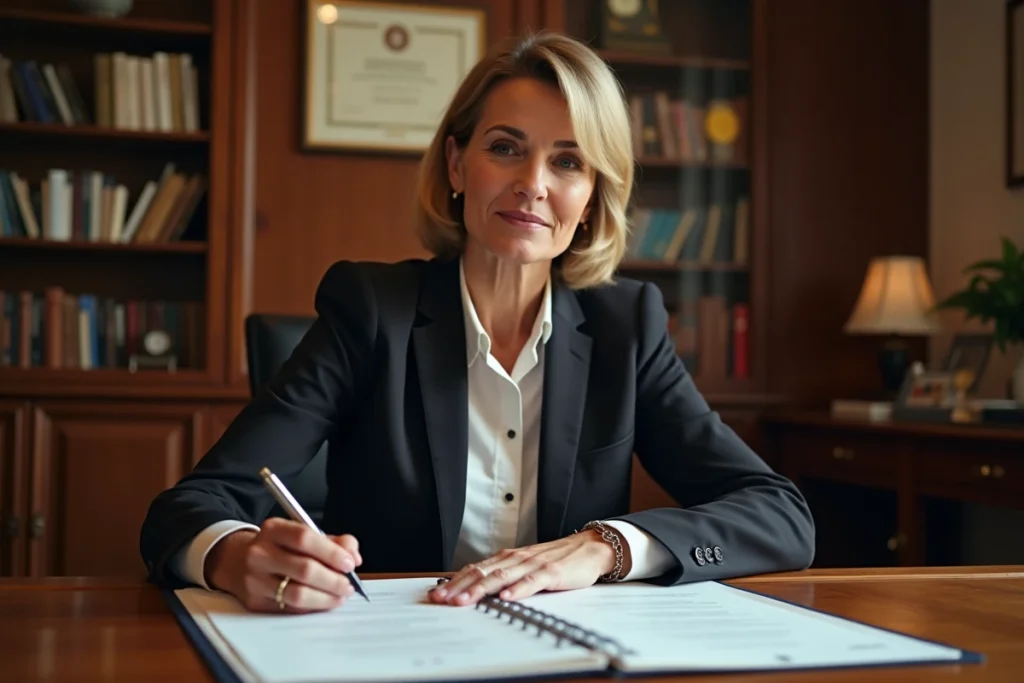 Notaire expliquant une clause légale dans un acte immobilier, illustrant les restrictions juridiques liées à la revente d'un bien financé par prêt à taux zéro
